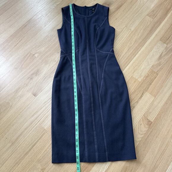 BOSS Hugo Boss $398 Virgin Wool Sheath Dress Womens 0 Navy Blue Career Cocktail - Picture 6 of 9